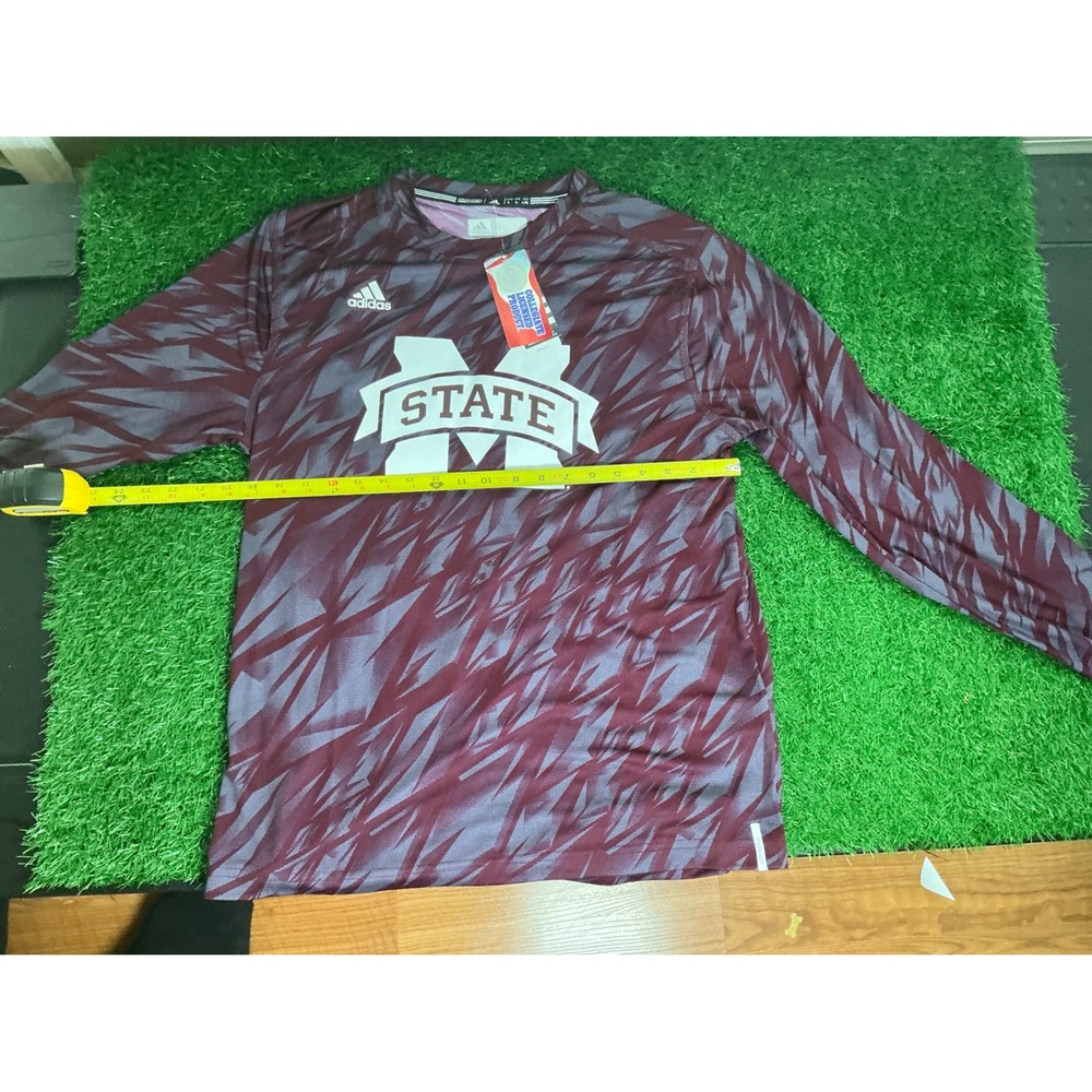 Adidas Mississippi State Bulldogs Mens Large Long Sleeve Training Crew Shirt NWT